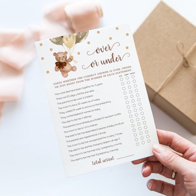 Invitation Baby shower de jeu plus ou moins Teddy Bear Card (Créateur téléchargé)
