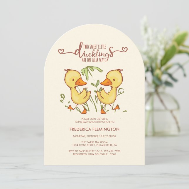 Invitation Baby shower de jumeaux de canot (Debout devant)
