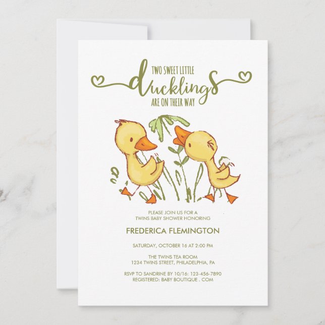 Invitation Baby shower de jumeaux de canot (Devant)