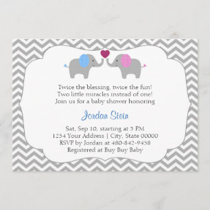Invitation Baby shower de jumeaux de garçon et de fille