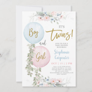 Invitation Baby shower de jumeaux pour garçons et 