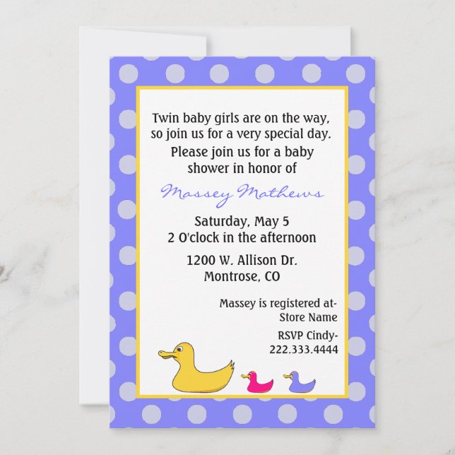 Invitation Baby shower de jumeaux pour garçons et  (Devant)