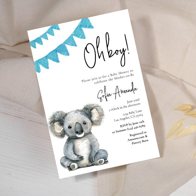 Invitation Baby shower de Koala animal mou de bois (Créateur téléchargé)