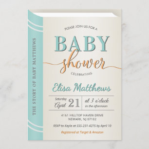 Invitation Baby shower de la bibliothèque de livres neutres s
