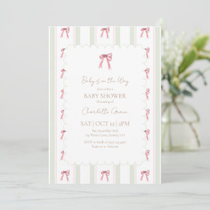 Invitation Baby shower de la Bow rose de vacances