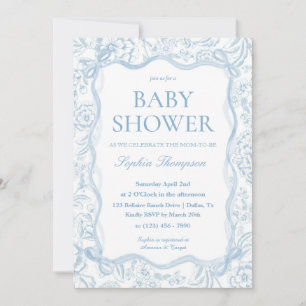 Invitation Baby shower de la Chinoiserie Bleue
