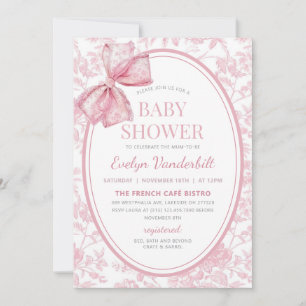 Invitation Baby shower de la Chinoiserie Coquette rose