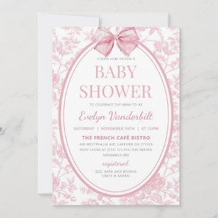 Invitation Baby shower de la Chinoiserie Coquette rose