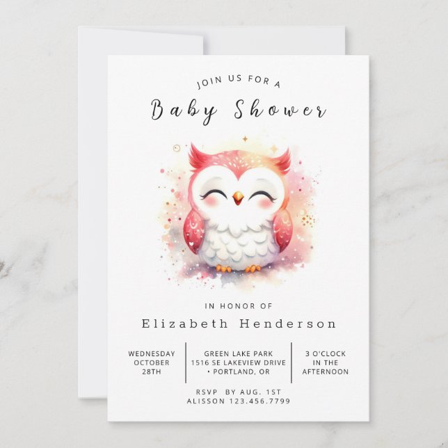 Invitation Baby shower de la chouette de Bohême (Devant)