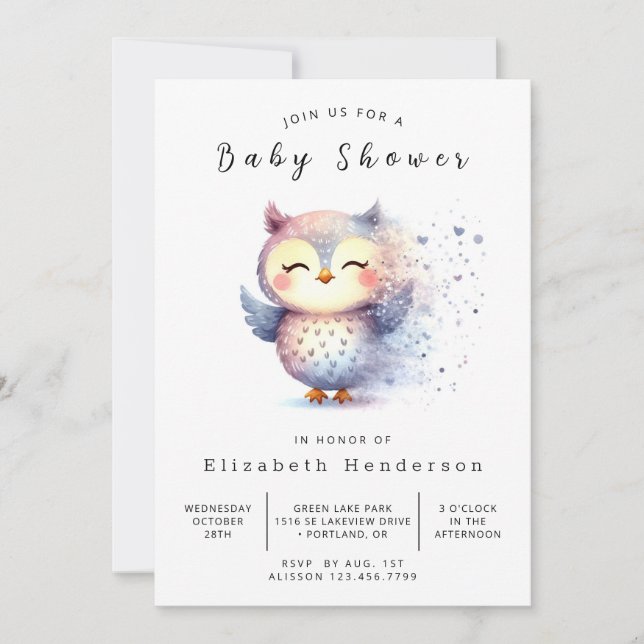 Invitation Baby shower de la chouette de Bohême (Devant)