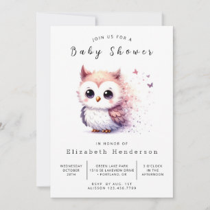Invitation Baby shower de la Chouette de Boho Forest