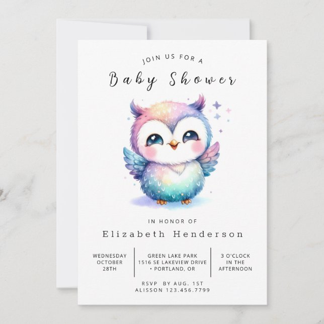 Invitation Baby shower de la Chouette des Boho Trees (Devant)
