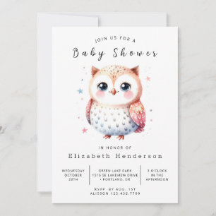 Invitation Baby shower de la Chouette lunaire de Bohême