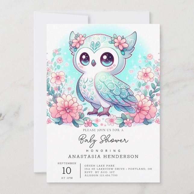 Invitation Baby shower de la Chouette mûre de Woodland (Devant)