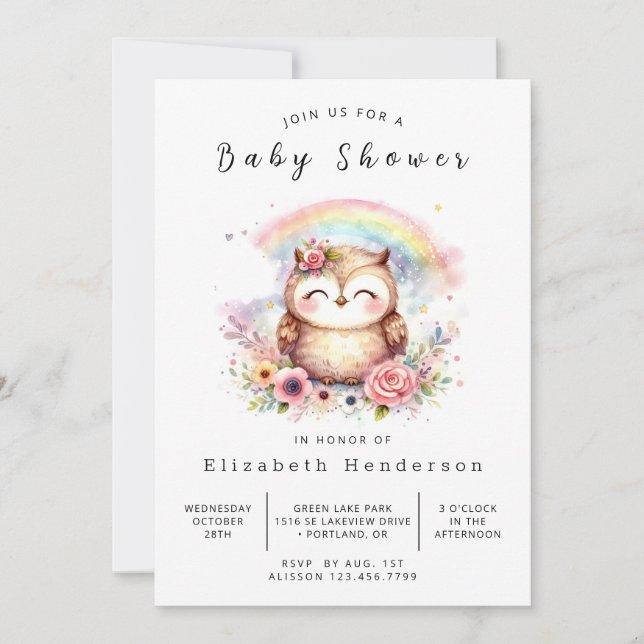 Invitation Baby shower de la Chouette numérique Nature (Devant)