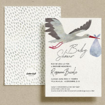 Invitation Baby shower de la cigogne bleue