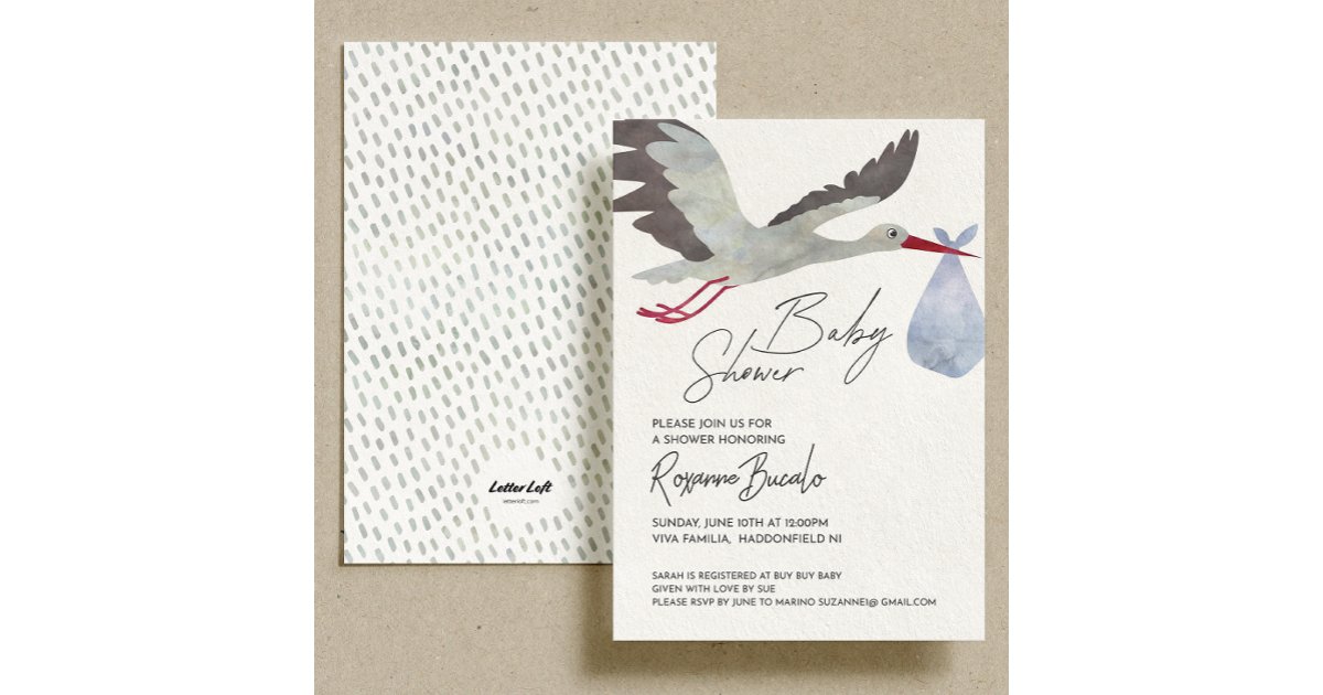 Autocollant Vinyle Décoratif 'Cigogne' Personnalisé - Pour Baby Shower - 5 Pouces - Oracal - Noir Brillant