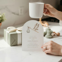 Baby shower de la cigogne d'aquarelle minimale