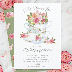 Invitation Baby shower de la Coupe de Thé Florale