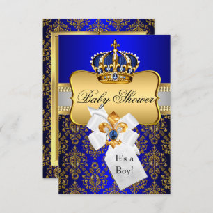 Invitation Baby shower de la Couronne Bleu Petit P