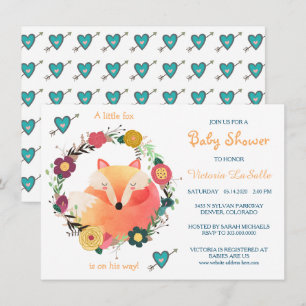 Invitation Baby shower de la couronne de fleurs de renard end