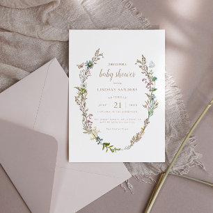 Invitation Baby shower de la couronne de papillon Boho Foliag