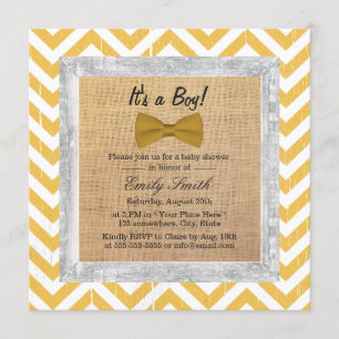 Invitation Baby shower de la Cravate de la boue d'or de Chevr
