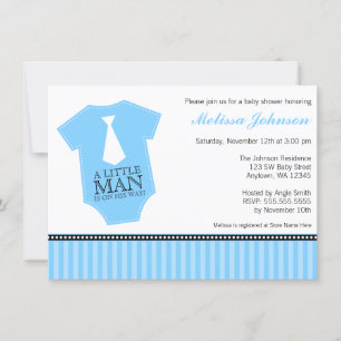 Invitation Baby shower de la Cravate Little Man Bodysuit Blue