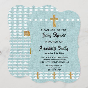 Invitation Baby shower de la Croix de lumière Jésus-Christ