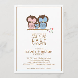 Invitation Baby shower de la famille Cute Owl Coup