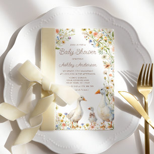 Invitation Baby shower de la famille des oies rustiques