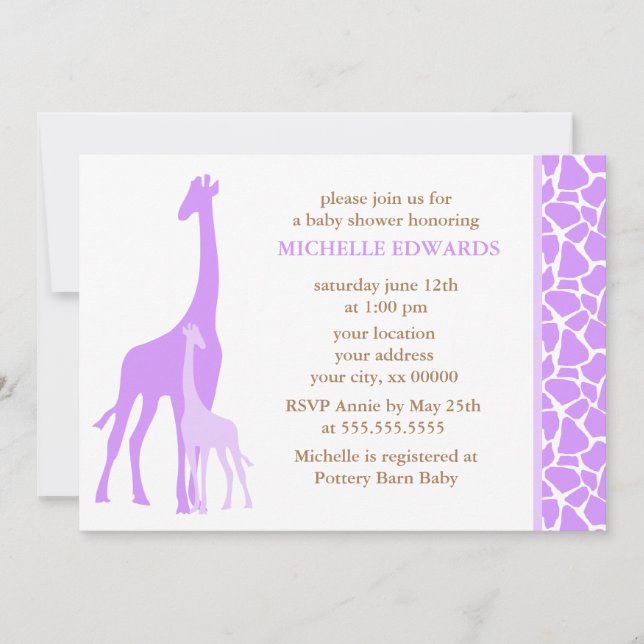 Invitation Baby shower de la famille Violet et et de la petit (Devant)