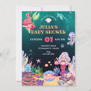 Invitation Baby shower de la faune et de la flore sous-marine