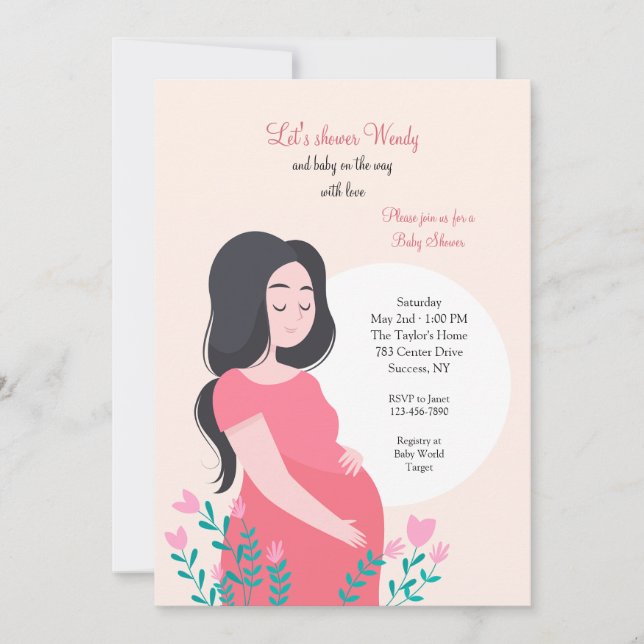 Invitation Baby shower de la femme enceinte (Devant)