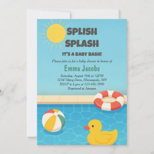 Invitation Baby shower de la fête de la piscine à