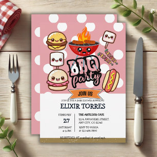 Invitation Baby shower de la fête du barbecue Cute Kawaii