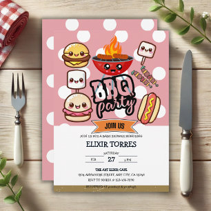 Invitation Baby shower de la fête du barbecue Cute Kawaii