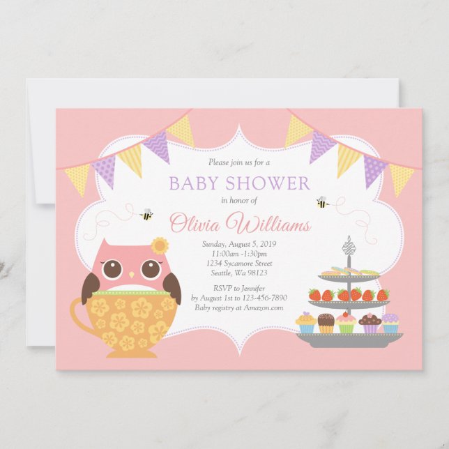 Invitation Baby shower de la fête du thé de la cho (Devant)