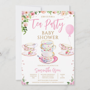Invitation Baby shower de la Fête du Thé du Jardin de Fille