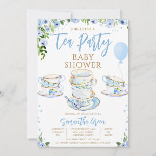 Invitation Baby shower de la fête du thé du jardin du garçon
