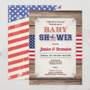 Invitation baby shower de la fête nationale 4 juillet rustiqu