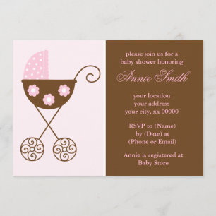 Invitation Baby shower de la fille à poussettes roses