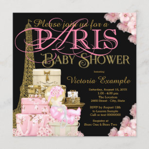 Invitation Baby shower de la Fille Blonde de Paris en noir et