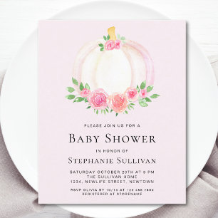 Invitation Baby shower de la fille Citrouille rose