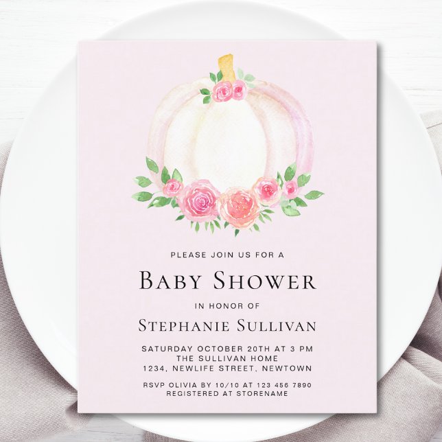 Invitation Baby shower de la fille Citrouille rose (Créateur téléchargé)