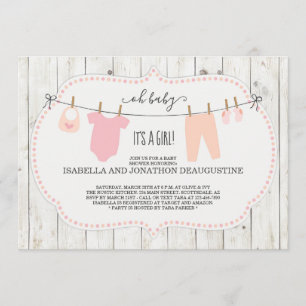 Invitation Baby shower de la fille Clothèse rust