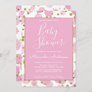 Invitation Baby shower de la fille Confetti Pink and Gold Foi