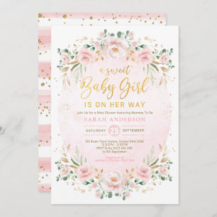 Invitation Baby shower de la fille de la couronne florale de 