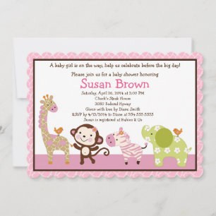 Invitation Baby shower de la fille de la jungle