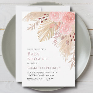 Invitation Baby shower de la fille de la Pampas Grass Boho